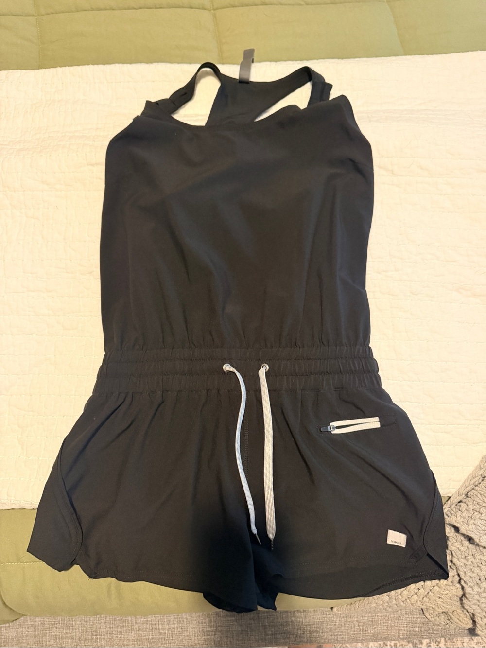 Vuori  Black Athletic Romper with Drawstring Waist